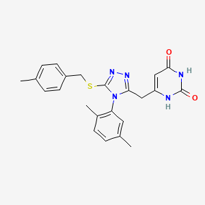 molecular formula C23H23N5O2S B2440047 6-((4-(2,5-dimethylphenyl)-5-((4-methylbenzyl)thio)-4H-1,2,4-triazol-3-yl)methyl)pyrimidine-2,4(1H,3H)-dione CAS No. 852048-61-4