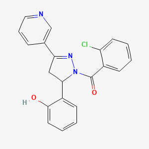 (2-Chlorophenyl)-[3-(2-hydroxyphenyl)-5-pyridin-3-yl-3,4-dihydropyrazol-2-yl]methanone