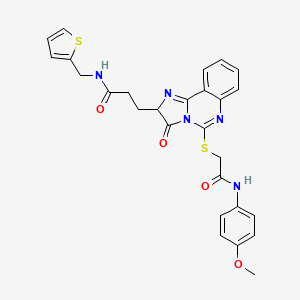 molecular formula C27H25N5O4S2 B2440059 3-[5-({[(4-methoxyphenyl)carbamoyl]methyl}sulfanyl)-3-oxo-2H,3H-imidazo[1,2-c]quinazolin-2-yl]-N-[(thiophen-2-yl)methyl]propanamide CAS No. 1037168-80-1