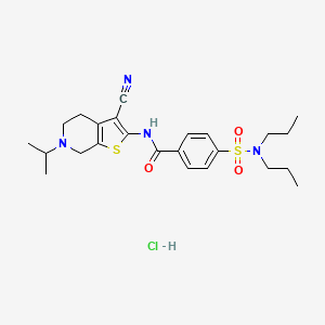 molecular formula C24H33ClN4O3S2 B2440063 盐酸N-(3-氰基-6-异丙基-4,5,6,7-四氢噻吩并[2,3-c]吡啶-2-基)-4-(N,N-二丙基氨磺酰基)苯甲酰胺 CAS No. 1216472-13-7