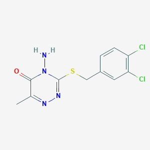 B2440065 4-Amino-3-[(3,4-dichlorophenyl)methylsulfanyl]-6-methyl-1,2,4-triazin-5-one CAS No. 676458-38-1