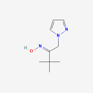 molecular formula C9H15N3O B2440076 (2Z)-3,3-二甲基-1-(1H-吡唑-1-基)丁-2-酮肟 CAS No. 64921-57-9