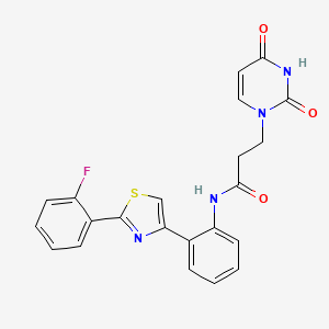 molecular formula C22H17FN4O3S B2440080 3-(2,4-二氧代-3,4-二氢嘧啶-1(2H)-基)-N-(2-(2-(2-氟苯基)噻唑-4-基)苯基)丙酰胺 CAS No. 1797558-30-5