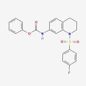 molecular formula C22H19FN2O4S B2440081 Phenyl (1-((4-fluorophenyl)sulfonyl)-1,2,3,4-tetrahydroquinolin-7-yl)carbamate CAS No. 941950-30-7