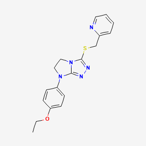 molecular formula C18H19N5OS B2440086 7-(4-ethoxyphenyl)-3-((pyridin-2-ylmethyl)thio)-6,7-dihydro-5H-imidazo[2,1-c][1,2,4]triazole CAS No. 921585-64-0