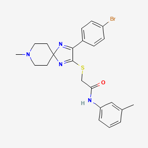 molecular formula C23H25BrN4OS B2440087 2-((3-(4-溴苯基)-8-甲基-1,4,8-三氮杂螺[4.5]癸-1,3-二烯-2-基)硫代)-N-(间甲苯基)乙酰胺 CAS No. 1189476-21-8