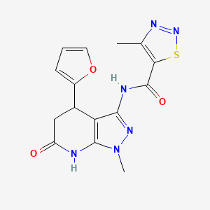 N-(4-(furan-2-yl)-1-methyl-6-oxo-4,5,6,7-tetrahydro-1H-pyrazolo[3,4-b]pyridin-3-yl)-4-methyl-1,2,3-thiadiazole-5-carboxamide