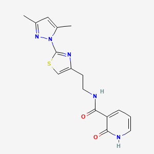 molecular formula C16H17N5O2S B2440106 N-(2-(2-(3,5-dimethyl-1H-pyrazol-1-yl)thiazol-4-yl)ethyl)-2-oxo-1,2-dihydropyridine-3-carboxamide CAS No. 1421499-06-0