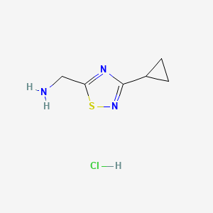 molecular formula C6H10ClN3S B2440117 (3-Cyclopropyl-1,2,4-thiadiazol-5-yl)methanamine;hydrochloride CAS No. 2567496-13-1