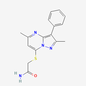 molecular formula C16H16N4OS B2440120 2-((2,5-Dimethyl-3-phenylpyrazolo[1,5-a]pyrimidin-7-yl)thio)acetamide CAS No. 850802-55-0