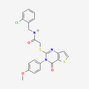 molecular formula C22H18ClN3O3S2 B2440122 N-(2-氯苄基)-2-((3-(4-甲氧基苯基)-4-氧代-3,4-二氢噻吩并[3,2-d]嘧啶-2-基)硫代)乙酰胺 CAS No. 1790193-92-8