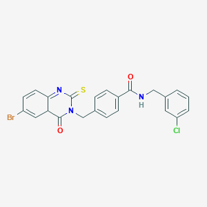 4-[(6-bromo-4-oxo-2-sulfanylidene-1,2,3,4-tetrahydroquinazolin-3-yl)methyl]-N-[(3-chlorophenyl)methyl]benzamide