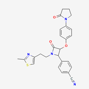 4-{1-[2-(2-Methyl-1,3-thiazol-4-yl)ethyl]-4-oxo-3-[4-(2-oxopyrrolidin-1-yl)phenoxy]azetidin-2-yl}benzonitrile