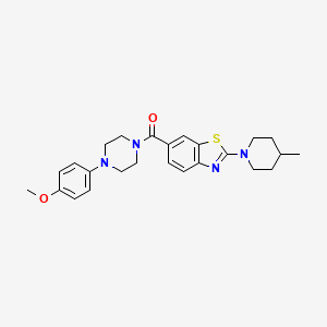 molecular formula C25H30N4O2S B2440146 6-{[4-(4-Methoxyphenyl)piperazin-1-yl]carbonyl}-2-(4-methylpiperidin-1-yl)-1,3-benzothiazole CAS No. 906258-69-3