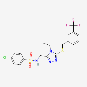 molecular formula C19H18ClF3N4O2S2 B2440164 4-chloro-N-[(4-ethyl-5-{[3-(trifluoromethyl)benzyl]sulfanyl}-4H-1,2,4-triazol-3-yl)methyl]benzenesulfonamide CAS No. 338422-05-2