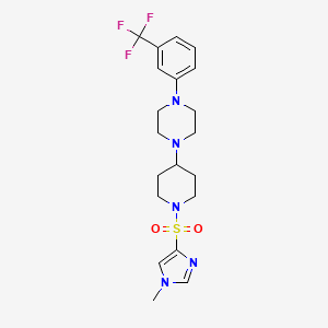 molecular formula C20H26F3N5O2S B2440171 1-{1-[(1-methyl-1H-imidazol-4-yl)sulfonyl]piperidin-4-yl}-4-[3-(trifluoromethyl)phenyl]piperazine CAS No. 2097934-86-4