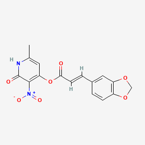 (E)-6-methyl-3-nitro-2-oxo-1,2-dihydropyridin-4-yl 3-(benzo[d][1,3]dioxol-5-yl)acrylate