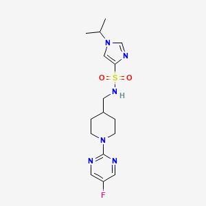 molecular formula C16H23FN6O2S B2440202 N-((1-(5-Fluorpyrimidin-2-yl)piperidin-4-yl)methyl)-1-isopropyl-1H-imidazol-4-sulfonamid CAS No. 2034258-75-6