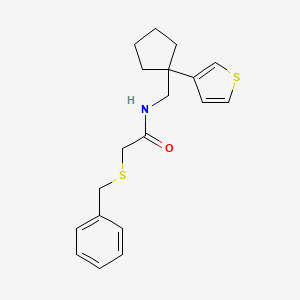 2-(benzylthio)-N-((1-(thiophen-3-yl)cyclopentyl)methyl)acetamide