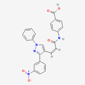 (Z)-4-(3-(3-(3-nitrophenyl)-1-phenyl-1H-pyrazol-4-yl)acrylamido)benzoic acid