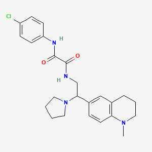 molecular formula C24H29ClN4O2 B2440213 N-(4-chlorophenyl)-N'-[2-(1-methyl-1,2,3,4-tetrahydroquinolin-6-yl)-2-pyrrolidin-1-ylethyl]ethanediamide CAS No. 922119-49-1