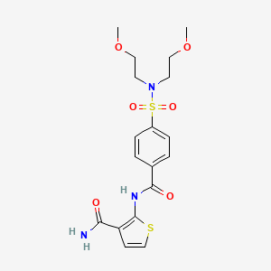 molecular formula C18H23N3O6S2 B2440214 2-(4-(N,N-bis(2-methoxyethyl)sulfamoyl)benzamido)thiophene-3-carboxamide CAS No. 896680-75-4