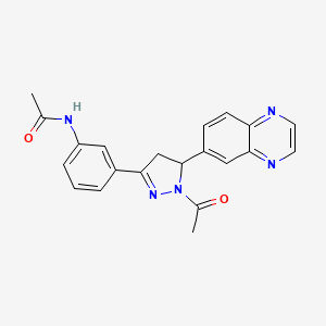 molecular formula C21H19N5O2 B2440215 N-(3-(1-acetyl-5-(quinoxalin-6-yl)-4,5-dihydro-1H-pyrazol-3-yl)phenyl)acetamide CAS No. 941944-53-2