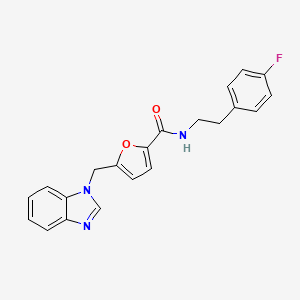 molecular formula C21H18FN3O2 B2440218 5-((1H-苯并[d]咪唑-1-基)甲基)-N-(4-氟苯乙基)呋喃-2-甲酰胺 CAS No. 1172778-48-1