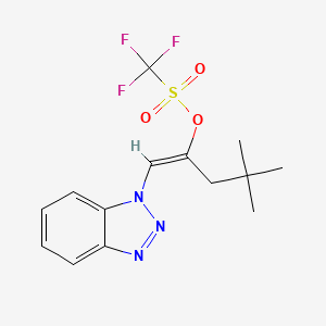 molecular formula C14H16F3N3O3S B2440224 (1E)-1-(1H-1,2,3-Benzotriazol-1-yl)-4,4-dimethylpent-1-en-2-yl trifluoromethanesulfonate CAS No. 314765-33-8