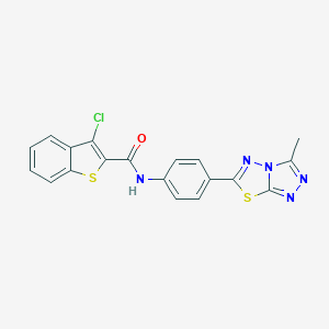 molecular formula C19H12ClN5OS2 B244023 3-chloro-N-[4-(3-methyl[1,2,4]triazolo[3,4-b][1,3,4]thiadiazol-6-yl)phenyl]-1-benzothiophene-2-carboxamide 