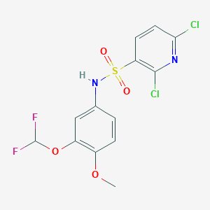 molecular formula C13H10Cl2F2N2O4S B2440238 2,6-dichloro-N-[3-(difluoromethoxy)-4-methoxyphenyl]pyridine-3-sulfonamide CAS No. 1241181-20-3