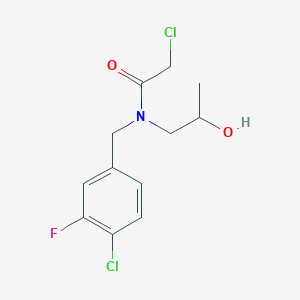 molecular formula C12H14Cl2FNO2 B2440249 2-Chloro-N-[(4-chloro-3-fluorophenyl)methyl]-N-(2-hydroxypropyl)acetamide CAS No. 2411236-25-2