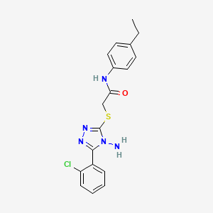 molecular formula C18H18ClN5OS B2440251 2-((4-amino-5-(2-chlorophenyl)-4H-1,2,4-triazol-3-yl)thio)-N-(4-ethylphenyl)acetamide CAS No. 578002-54-7