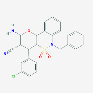 molecular formula C25H18ClN3O3S B2440252 2-アミノ-6-ベンジル-4-(3-クロロフェニル)-4,6-ジヒドロピラノ[3,2-c][2,1]ベンゾチアジン-3-カルボニトリル 5,5-ジオキシド CAS No. 893288-92-1