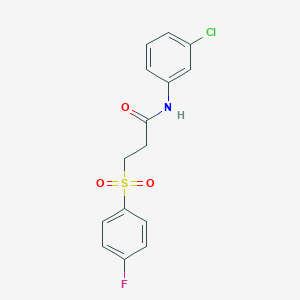 molecular formula C15H13ClFNO3S B2440256 N-(3-氯苯基)-3-(4-氟苯基)磺酰丙酰胺 CAS No. 895449-08-8