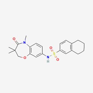 molecular formula C22H26N2O4S B2440257 N-(3,3,5-trimethyl-4-oxo-2,3,4,5-tetrahydrobenzo[b][1,4]oxazepin-8-yl)-5,6,7,8-tetrahydronaphthalene-2-sulfonamide CAS No. 921903-48-2