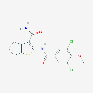 molecular formula C16H14Cl2N2O3S B244026 2-[(3,5-dichloro-4-methoxybenzoyl)amino]-5,6-dihydro-4H-cyclopenta[b]thiophene-3-carboxamide 