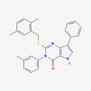 molecular formula C28H25N3OS B2440264 2-((2,5-二甲基苄基)硫代)-7-苯基-3-(间甲苯基)-3H-吡咯并[3,2-d]嘧啶-4(5H)-酮 CAS No. 2034372-90-0