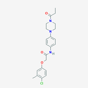 molecular formula C22H26ClN3O3 B244027 2-(4-chloro-3-methylphenoxy)-N-[4-(4-propanoylpiperazin-1-yl)phenyl]acetamide 