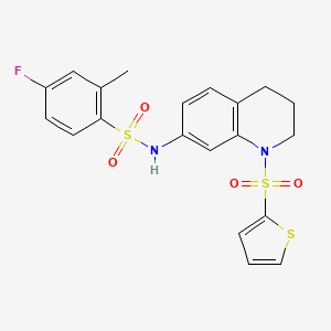 molecular formula C20H19FN2O4S3 B2440271 4-fluoro-2-methyl-N-(1-(thiophen-2-ylsulfonyl)-1,2,3,4-tetrahydroquinolin-7-yl)benzenesulfonamide CAS No. 898448-07-2