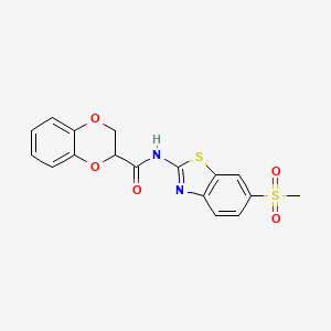 molecular formula C17H14N2O5S2 B2440279 N-(6-甲基磺酰基-1,3-苯并噻唑-2-基)-2,3-二氢-1,4-苯并二氧杂环-3-甲酰胺 CAS No. 449175-86-4