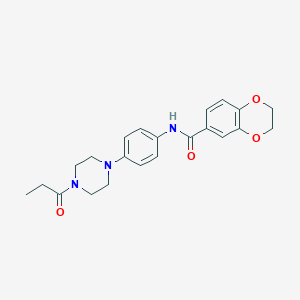 N-[4-(4-propanoylpiperazin-1-yl)phenyl]-2,3-dihydro-1,4-benzodioxine-6-carboxamide