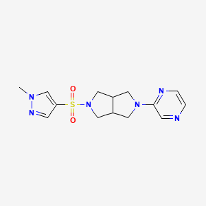 molecular formula C14H18N6O2S B2440284 2-{5-[(1-methyl-1H-pyrazol-4-yl)sulfonyl]-octahydropyrrolo[3,4-c]pyrrol-2-yl}pyrazine CAS No. 2415631-23-9