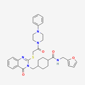 molecular formula C33H37N5O4S B2440293 N-(2-furylmethyl)-4-{[4-oxo-2-{[2-oxo-2-(4-phenylpiperazin-1-yl)ethyl]thio}quinazolin-3(4H)-yl]methyl}cyclohexanecarboxamide CAS No. 422292-89-5