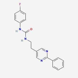 molecular formula C19H17FN4O B2440296 1-(4-Fluorophenyl)-3-(2-(2-phenylpyrimidin-5-yl)ethyl)urea CAS No. 2034446-84-7