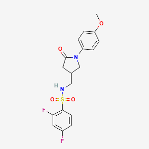 molecular formula C18H18F2N2O4S B2440299 2,4-difluoro-N-((1-(4-methoxyphenyl)-5-oxopyrrolidin-3-yl)methyl)benzenesulfonamide CAS No. 954713-43-0