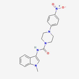 molecular formula C20H21N5O3 B2440300 N-(1-甲基-1H-吲哚-3-基)-4-(4-硝基苯基)哌嗪-1-甲酰胺 CAS No. 899947-16-1