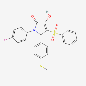 molecular formula C23H18FNO4S2 B2440302 1-(4-fluorophenyl)-3-hydroxy-5-(4-(methylthio)phenyl)-4-(phenylsulfonyl)-1H-pyrrol-2(5H)-one CAS No. 1021225-79-5