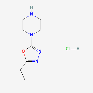 molecular formula C8H15ClN4O B2440305 1-(5-Ethyl-1,3,4-oxadiazol-2-yl)piperazine hydrochloride CAS No. 1266685-64-6