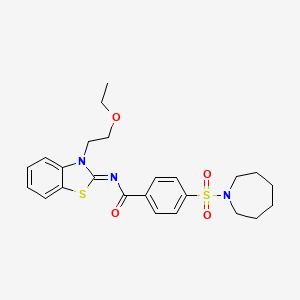 molecular formula C24H29N3O4S2 B2440306 (Z)-4-(氮杂环戊-1-基磺酰基)-N-(3-(2-乙氧基乙基)苯并[d]噻唑-2(3H)-亚甲基)苯甲酰胺 CAS No. 865162-38-5